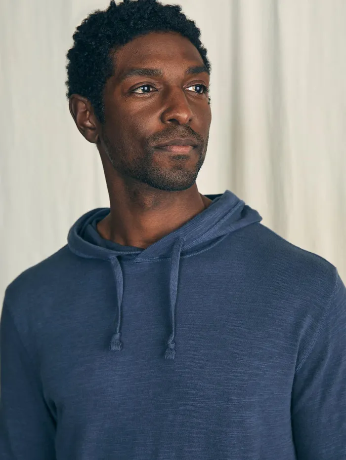 Men Hoodies and Sweatshirts Faherty Sunwashed Slub Hoodie Tall Blue Nights