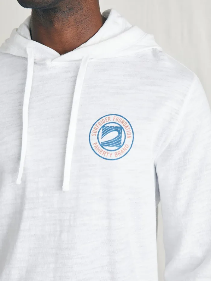 Men Hoodies and Sweatshirts Faherty Surfrider Sunwashed Slub Hoodie White