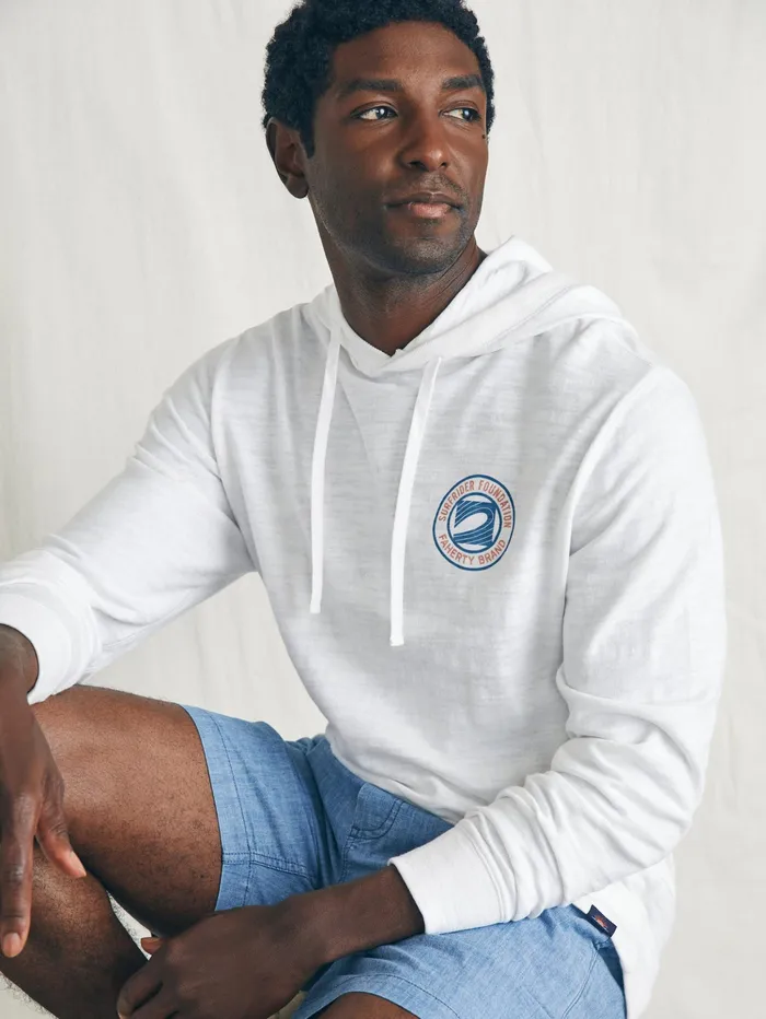 Men Hoodies and Sweatshirts Faherty Surfrider Sunwashed Slub Hoodie White