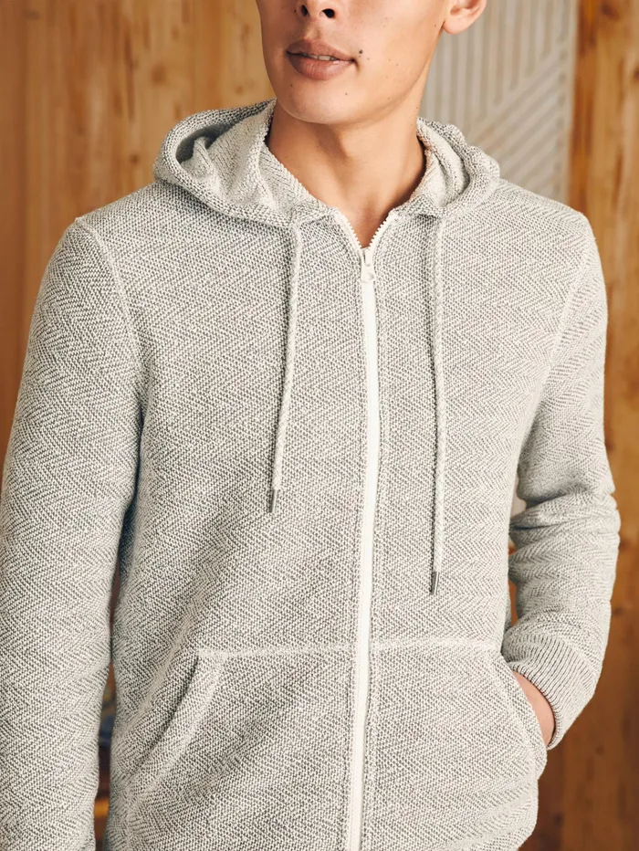 Men Hoodies and Sweatshirts Faherty Whitewater Full Zip Hoodie Tall Grey Shell Loop