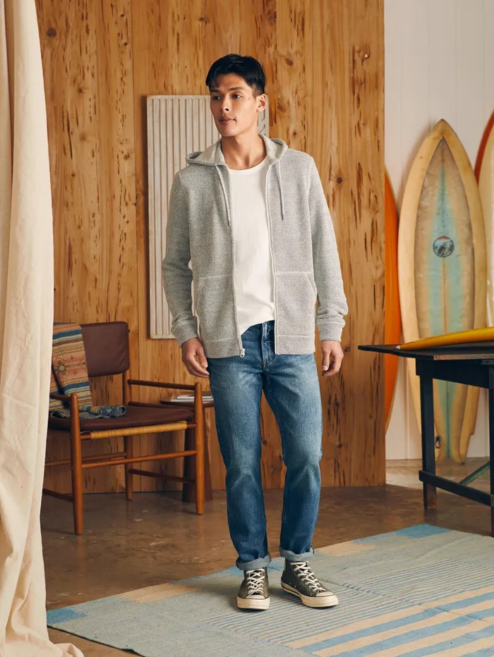 Men Hoodies and Sweatshirts Faherty Whitewater Full Zip Hoodie Tall Grey Shell Loop