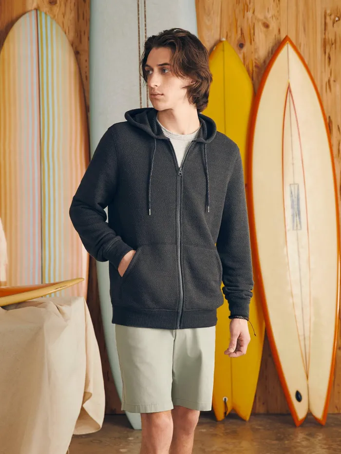 Men Hoodies and Sweatshirts Faherty Whitewater Full Zip Hoodie Washed Black