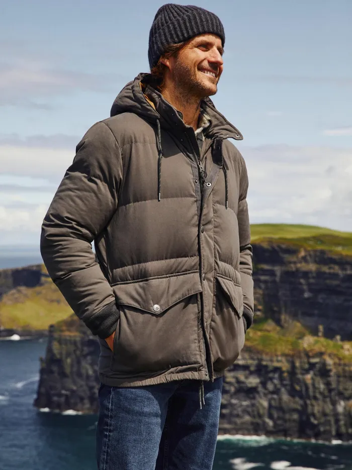 Men Jackets and Vests Faherty Expedition Down Parka Faded Black