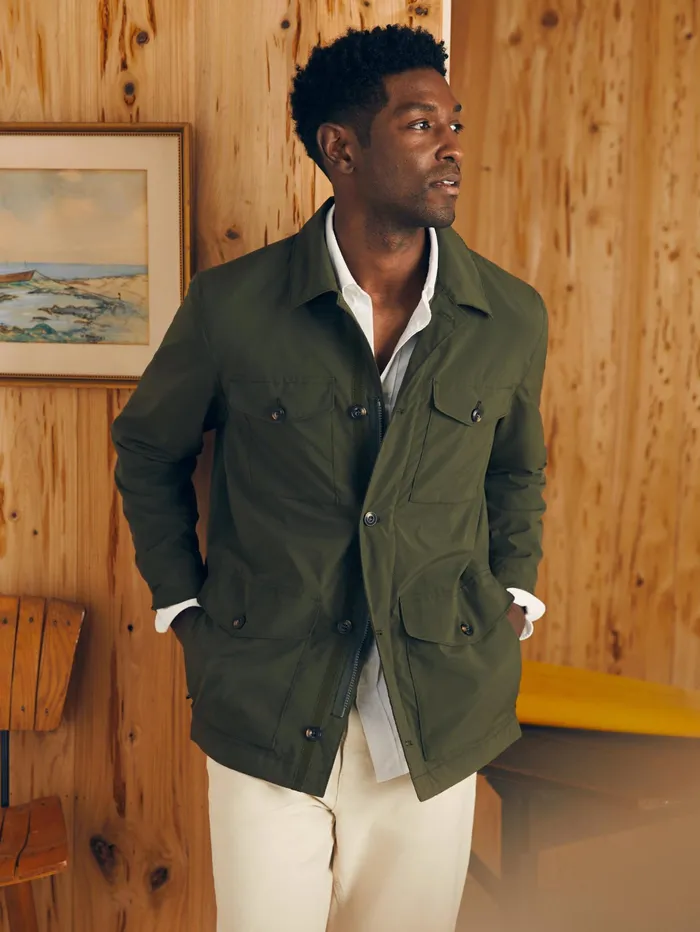 Men Jackets and Vests Faherty Reserve Four Pocket Field Jacket Cascade Olive