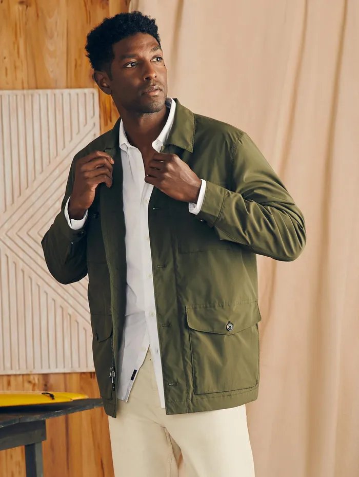 Men Jackets and Vests Faherty Reserve Four Pocket Field Jacket Cascade Olive