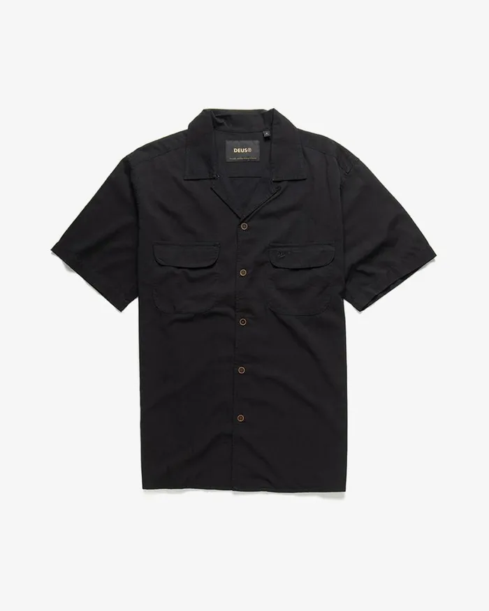 Men Kingpin Short Sleeve Shirt 8211 Phantom Black Deus Ex Machina Shirts