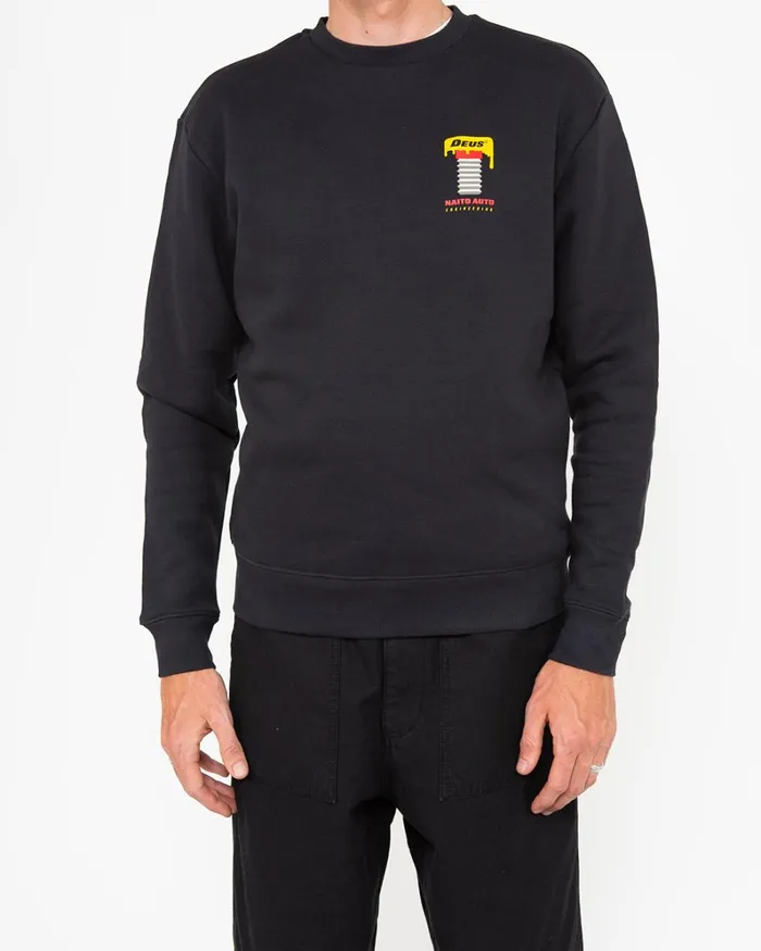 Men Naito Box Crew 8211 Black Deus Ex Machina HoodiesFleece