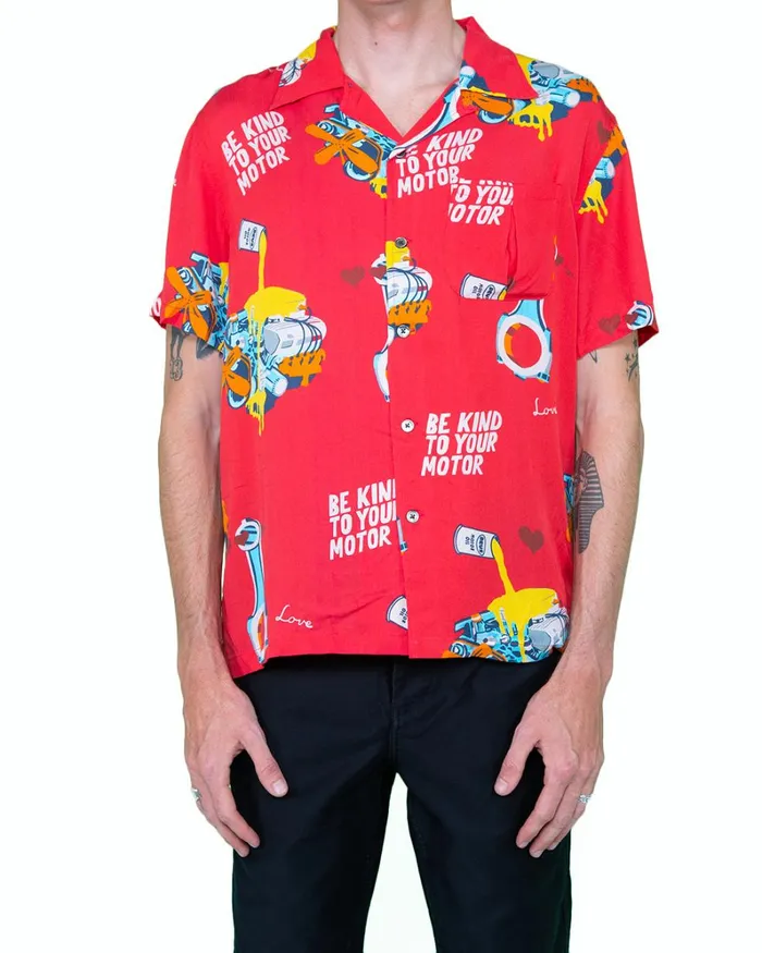 Men Naito Short Sleeve Shirt 8211 Race Red Deus Ex Machina Shirts