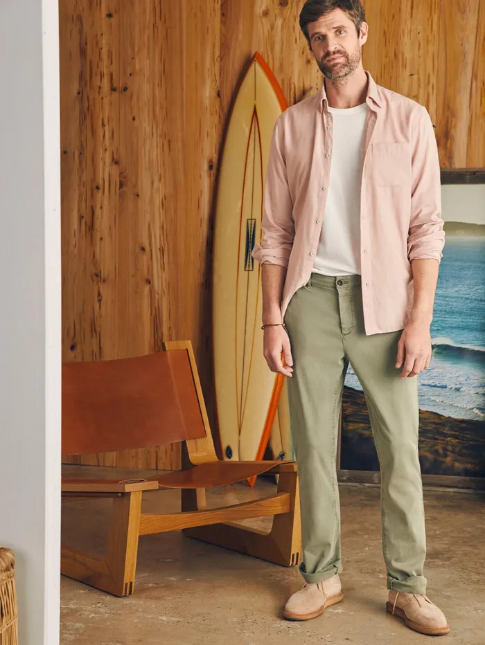 Men Pants Faherty Coastline Stretch Chino 32quot Inseam Mountain Olive