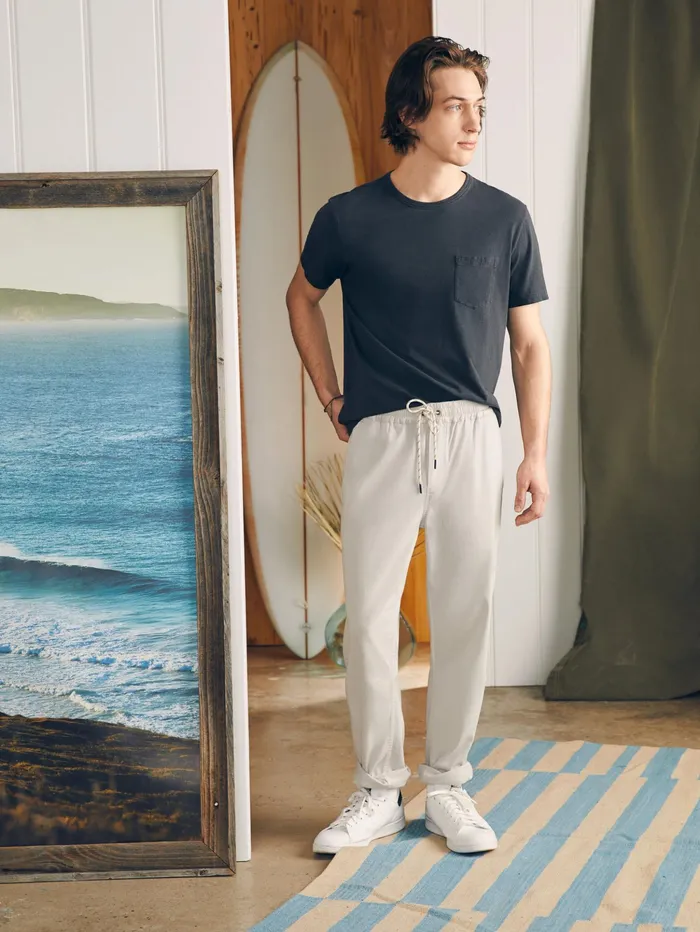 Men Pants Faherty Essential Drawstring Pant Birch