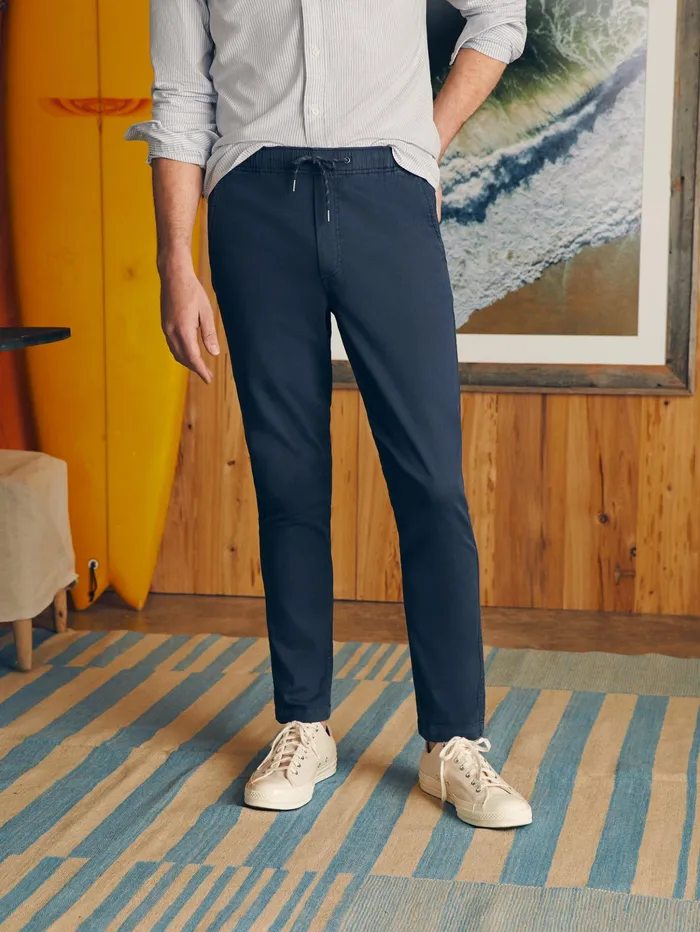 Men Pants Faherty Essential Drawstring Pant Washed Navy