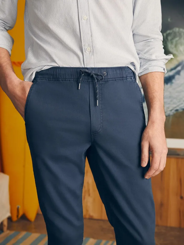 Men Pants Faherty Essential Drawstring Pant Washed Navy