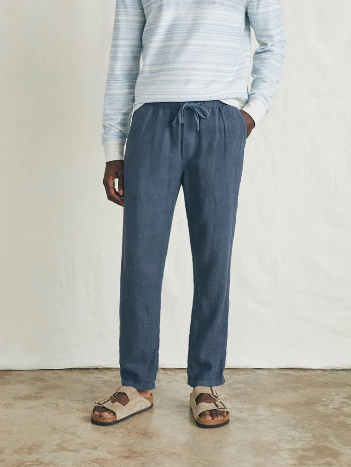 Men Pants Faherty Linen Drawstring Pant Look Out Navy
