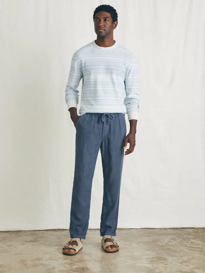 Men Pants Faherty Linen Drawstring Pant Look Out Navy