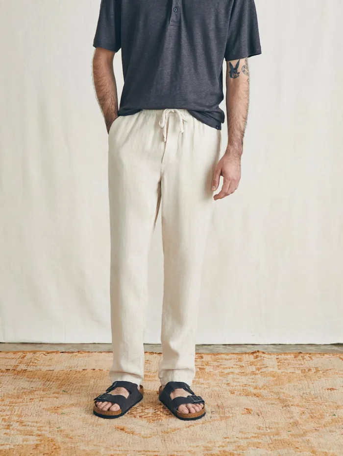 Men Pants Faherty Linen Drawstring Pant Weathered Sand