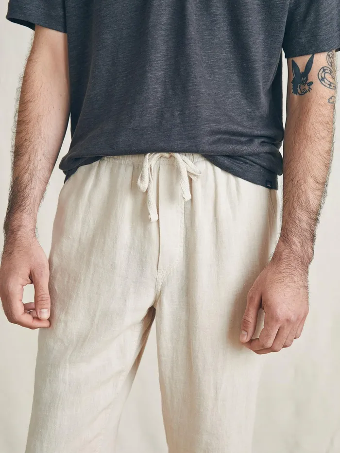 Men Pants Faherty Linen Drawstring Pant Weathered Sand