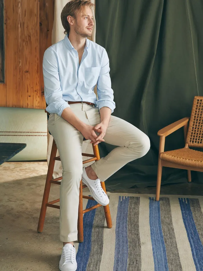 Men Pants Faherty Movement Chino Pant 32quot Inseam Light Sand