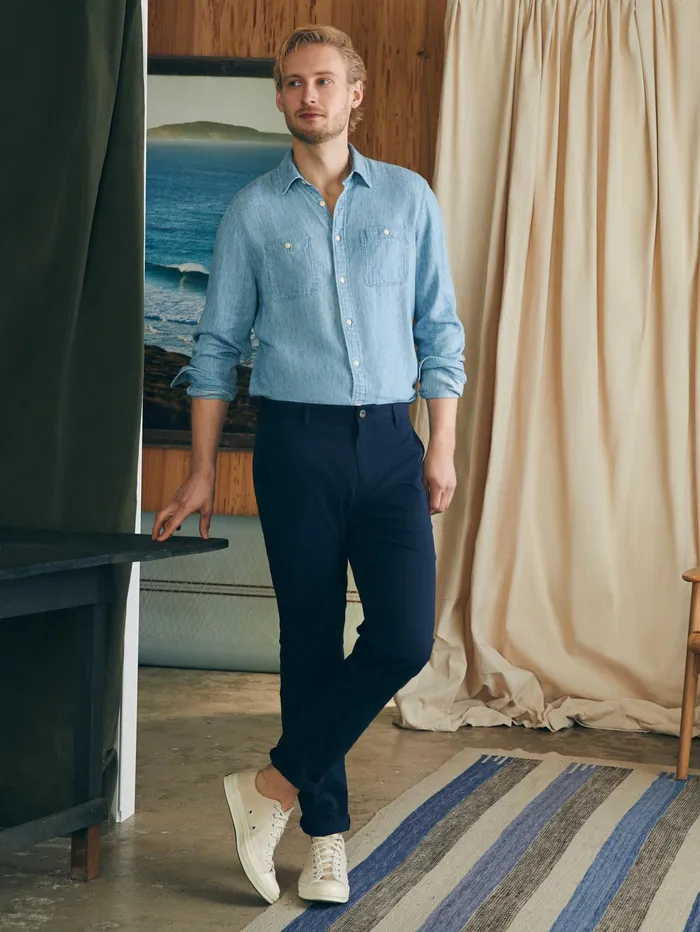 Men Pants Faherty Movement Chino Pant 32quot Inseam Navy