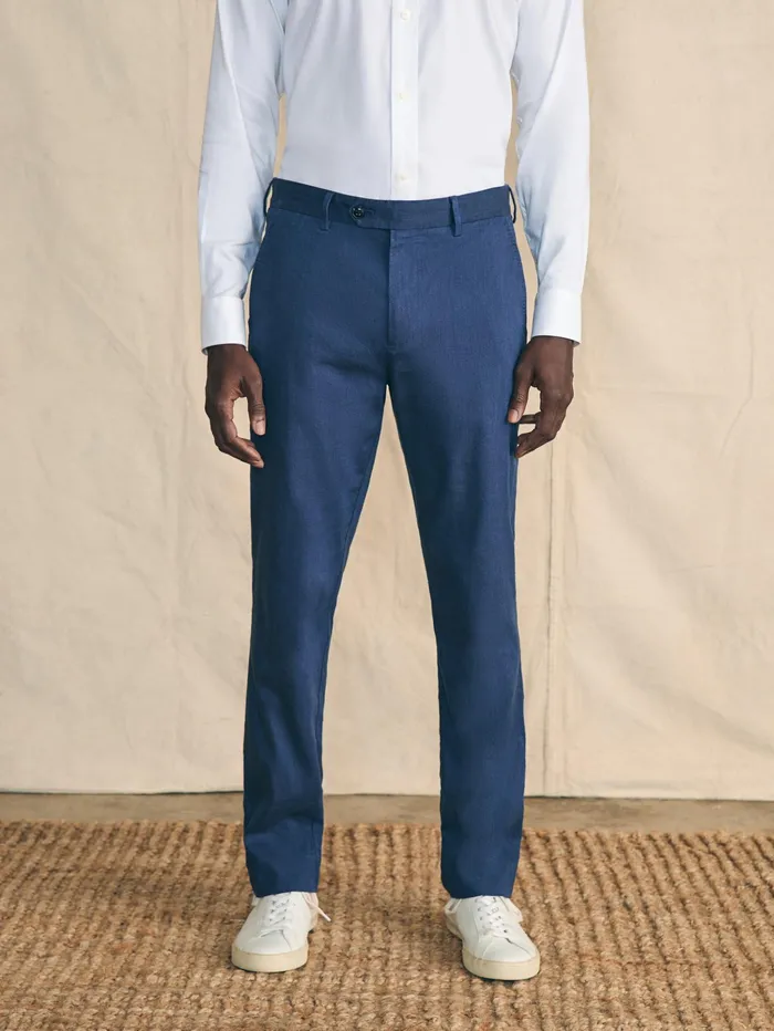 Men Pants Faherty Movement Flex Linen Trouser Deep Sea Navy