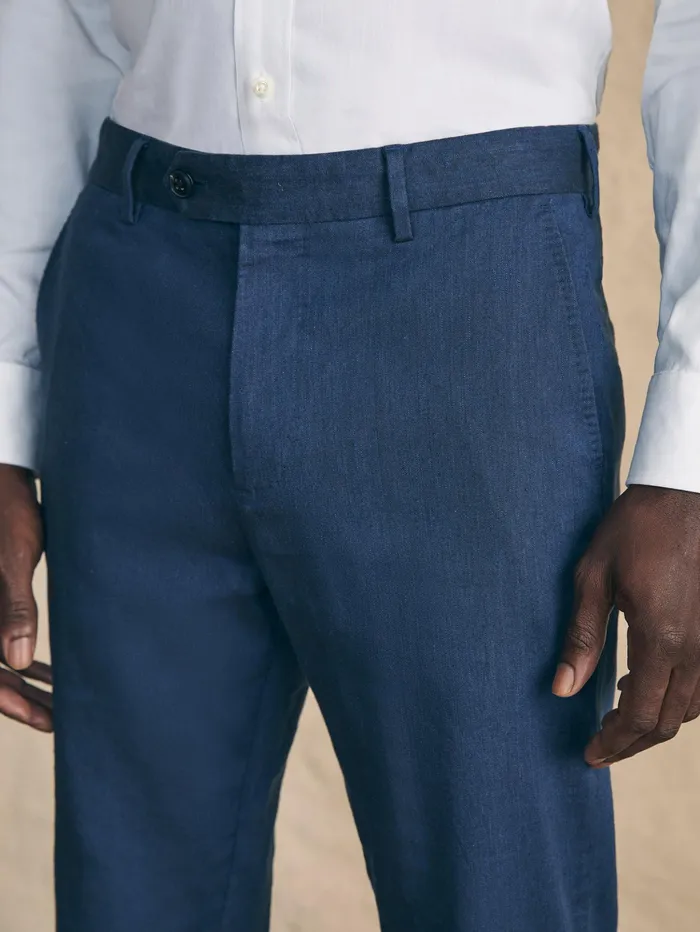 Men Pants Faherty Movement Flex Linen Trouser Deep Sea Navy