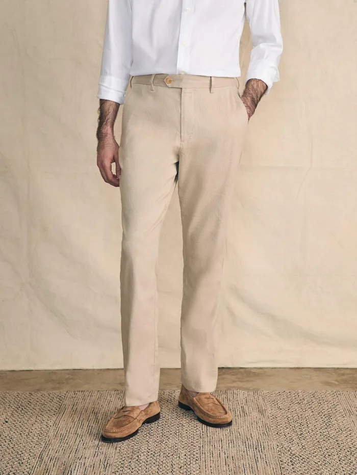 Men Pants Faherty Movement Flex Linen Trouser Natural