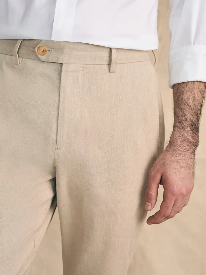 Men Pants Faherty Movement Flex Linen Trouser Natural