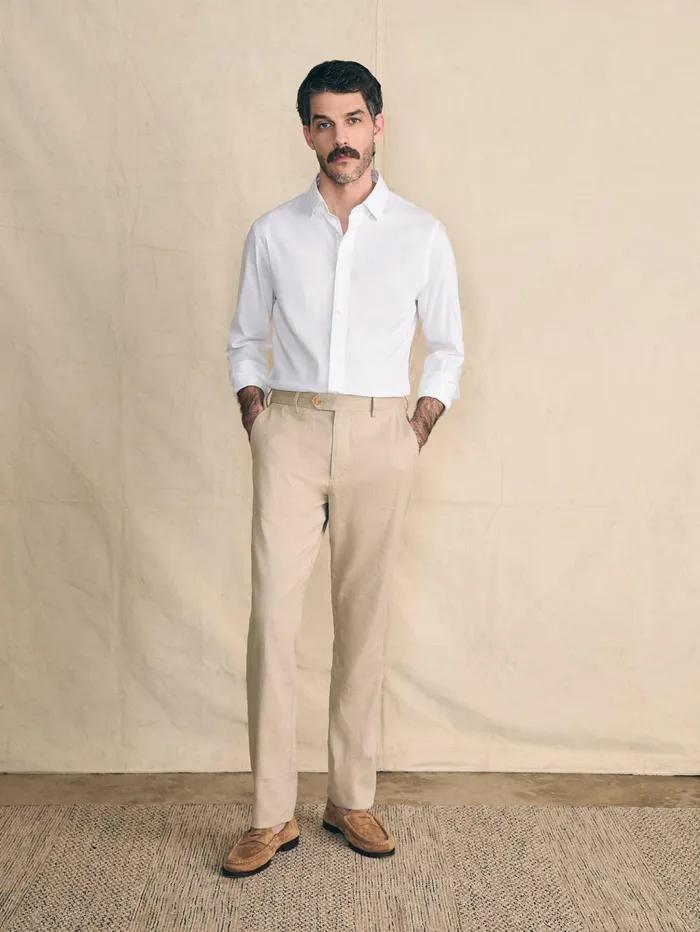 Men Pants Faherty Movement Flex Linen Trouser Natural