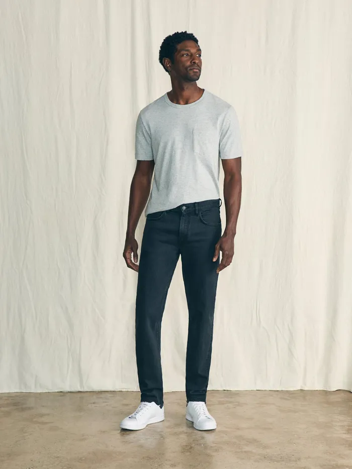 Men Pants Faherty Organic Cotton Slim Straight Denim 32quot Inseam Black Smoke Wash