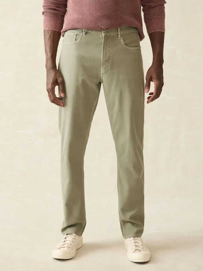 Men Pants Faherty Stretch Terry 5Pocket Athletic Fit Pant Faded Olive