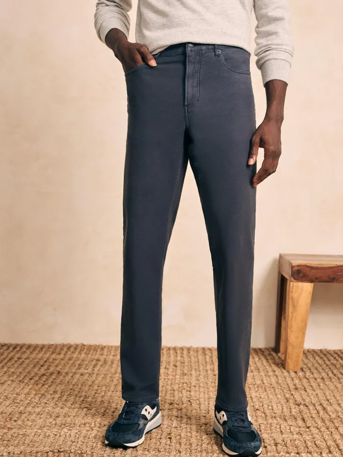 Men Pants Faherty Stretch Terry 5Pocket Athletic Fit Pant Navy