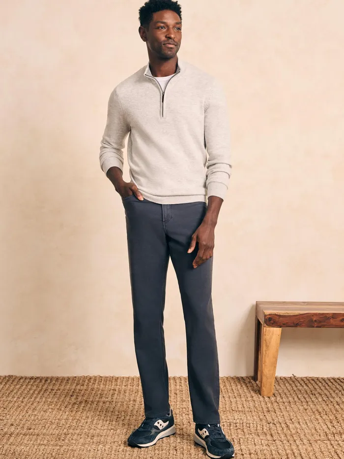 Men Pants Faherty Stretch Terry 5Pocket Athletic Fit Pant Navy