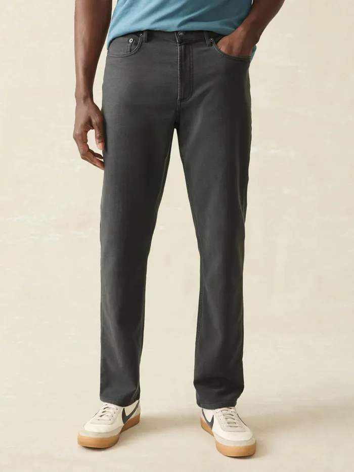 Men Pants Faherty Stretch Terry 5Pocket Athletic Fit Pant Onyx Black