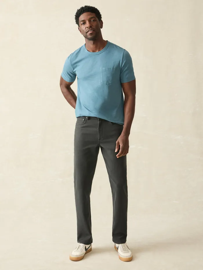 Men Pants Faherty Stretch Terry 5Pocket Athletic Fit Pant Onyx Black