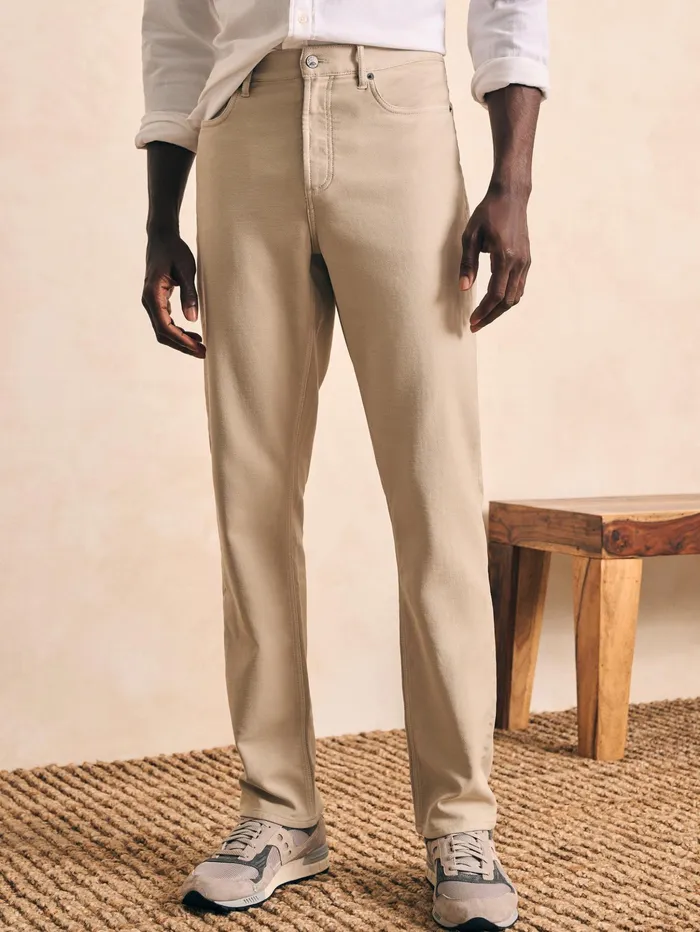 Men Pants Faherty Stretch Terry 5Pocket Athletic Fit Pant Stone