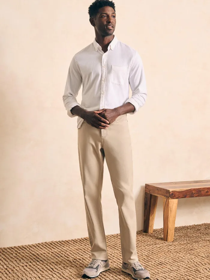 Men Pants Faherty Stretch Terry 5Pocket Athletic Fit Pant Stone
