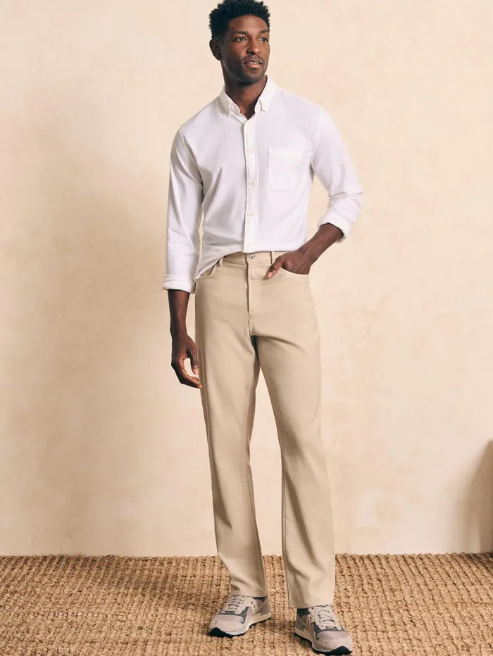 Men Pants Faherty Stretch Terry 5Pocket Athletic Fit Pant Stone