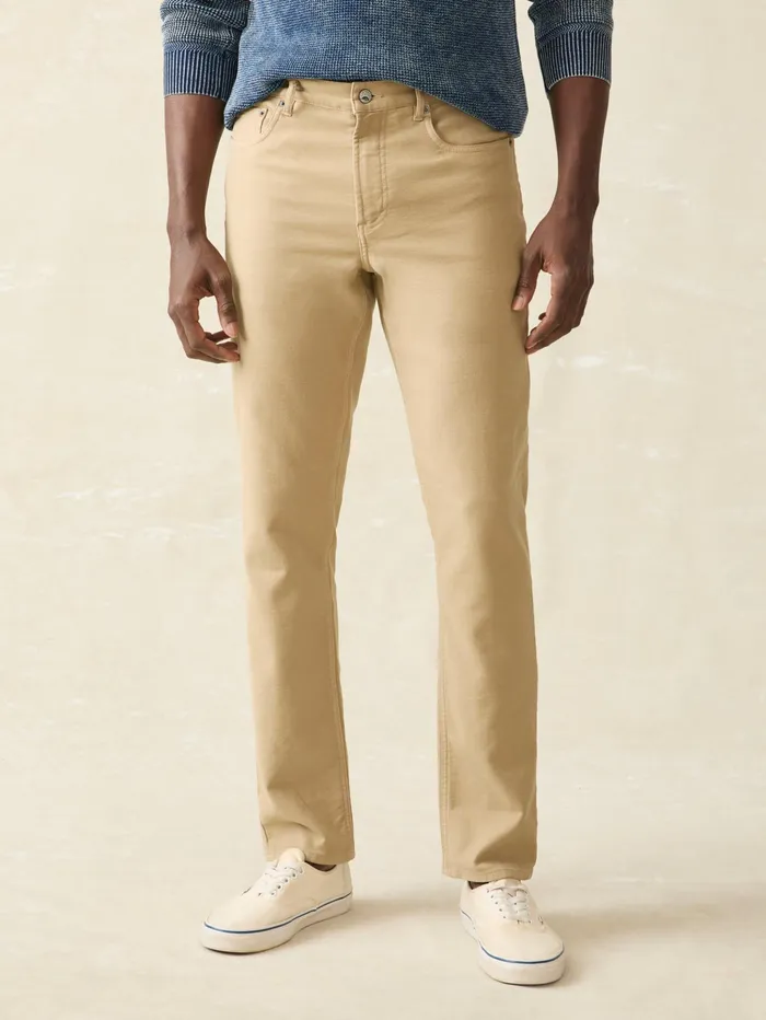 Men Pants Faherty Stretch Terry 5Pocket Pant Desert Khaki