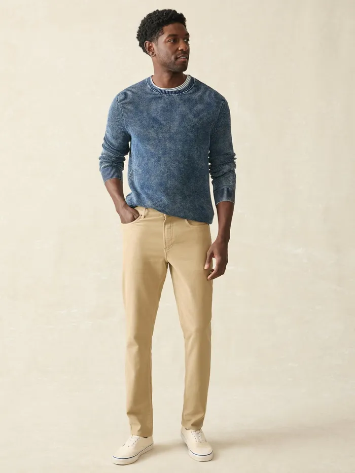 Men Pants Faherty Stretch Terry 5Pocket Pant Desert Khaki