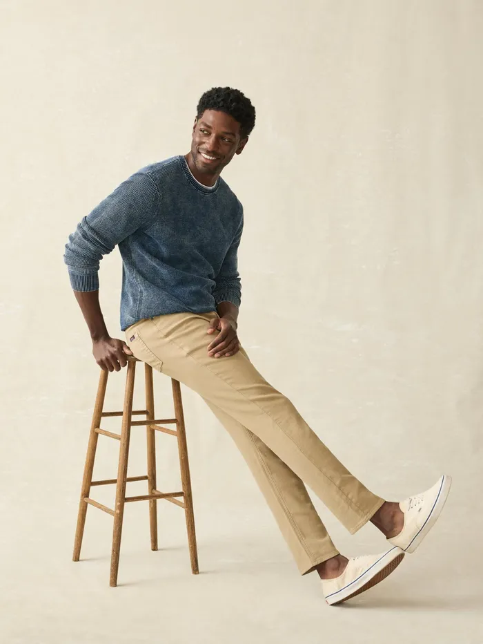 Men Pants Faherty Stretch Terry 5Pocket Pant Desert Khaki