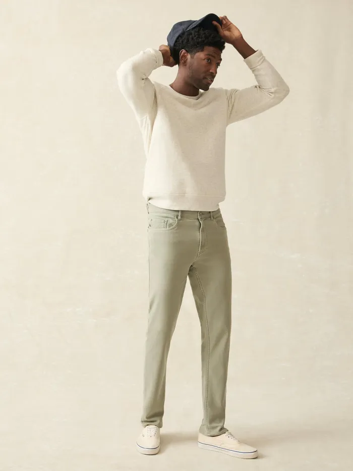 Men Pants Faherty Stretch Terry 5Pocket Pant Faded Olive