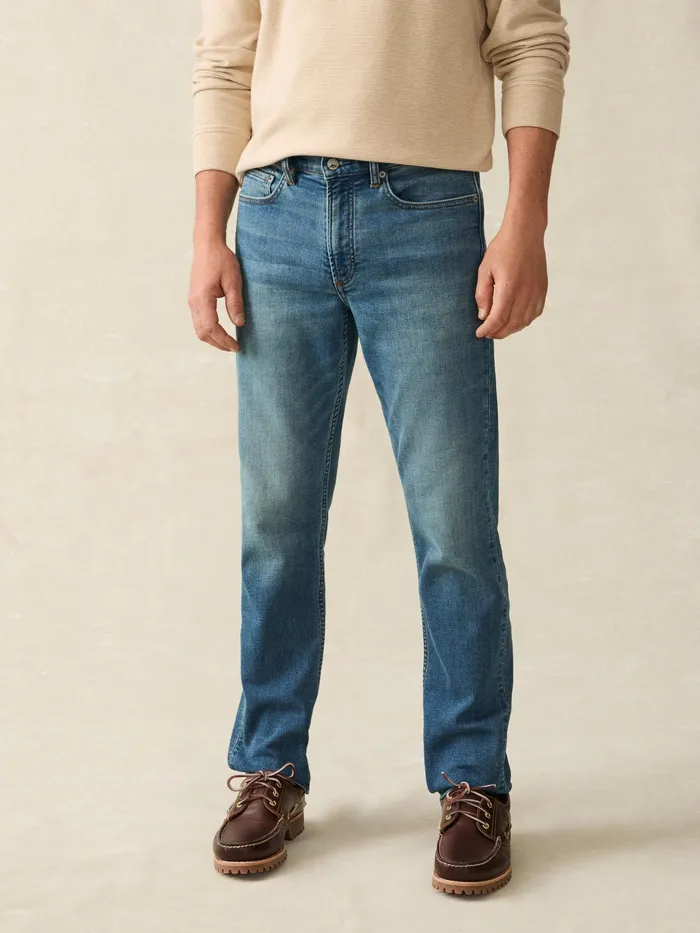Men Pants Faherty Stretch Terry Indigo 5Pocket Pant Indigo Ocean Wash
