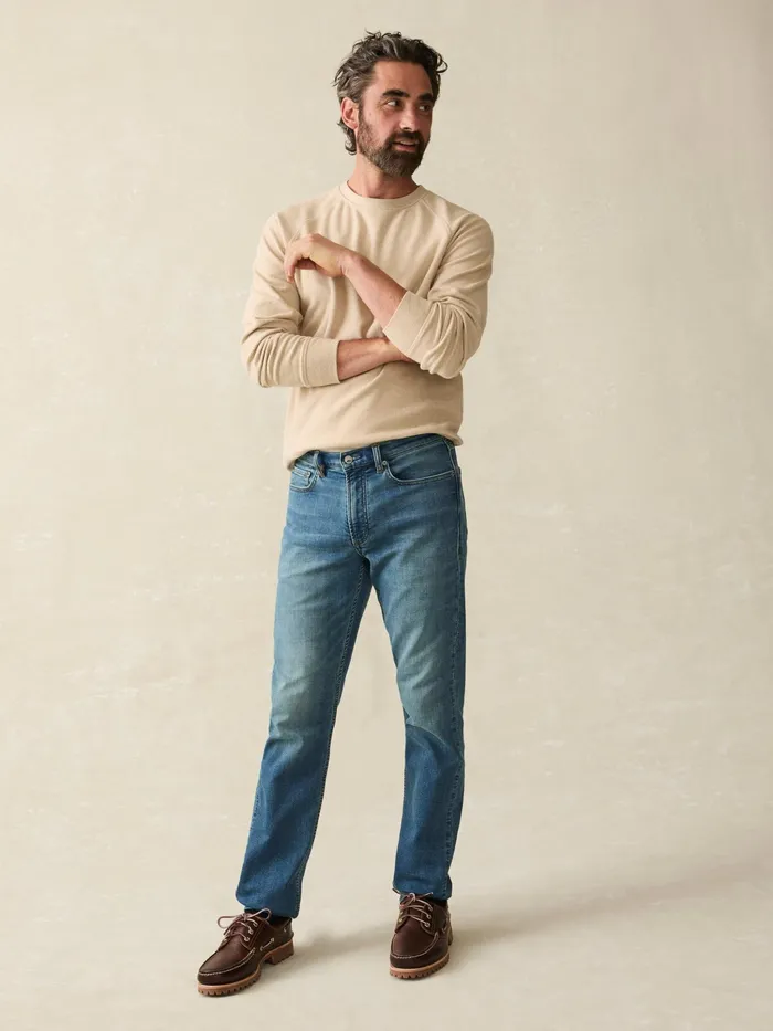 Men Pants Faherty Stretch Terry Indigo 5Pocket Pant Indigo Ocean Wash
