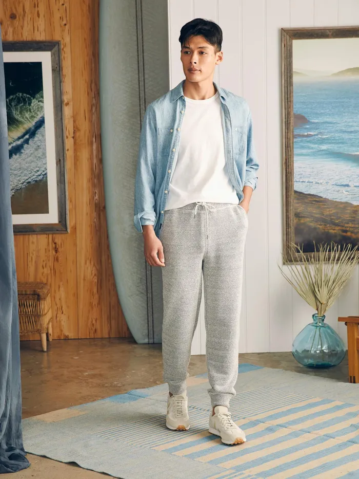Men Pants Faherty Whitewater Sweatpant Grey Shell Loop