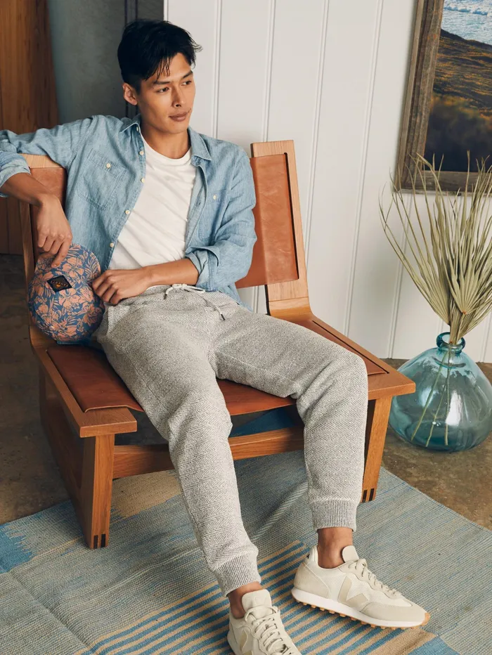 Men Pants Faherty Whitewater Sweatpant Grey Shell Loop