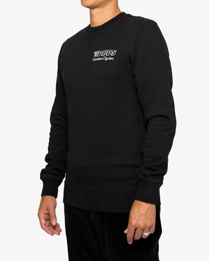 Men Pillar Crew 8211 Black Deus Ex Machina HoodiesFleece Men Pillar Crew 8211 Black Deus Ex Machina HoodiesFleece
