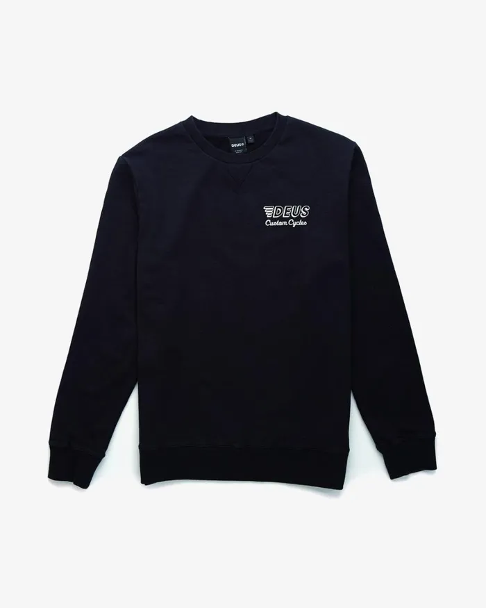 Men Pillar Crew 8211 Black Deus Ex Machina HoodiesFleece Men Pillar Crew 8211 Black Deus Ex Machina HoodiesFleece