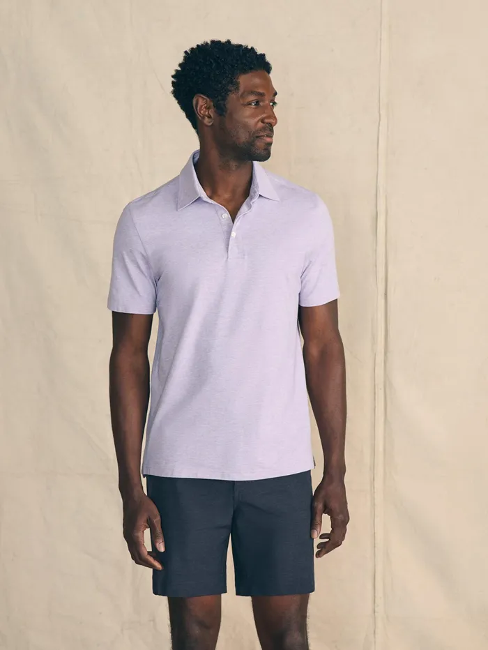 Men Polo Shirts Faherty Movement ShortSleeve Pique Polo Shirt Faded Lilac Heather Men Polo Shirts Faherty Movement ShortSleeve Pique Polo Shirt Faded Lilac Heather