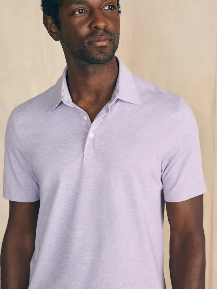 Men Polo Shirts Faherty Movement ShortSleeve Pique Polo Shirt Faded Lilac Heather