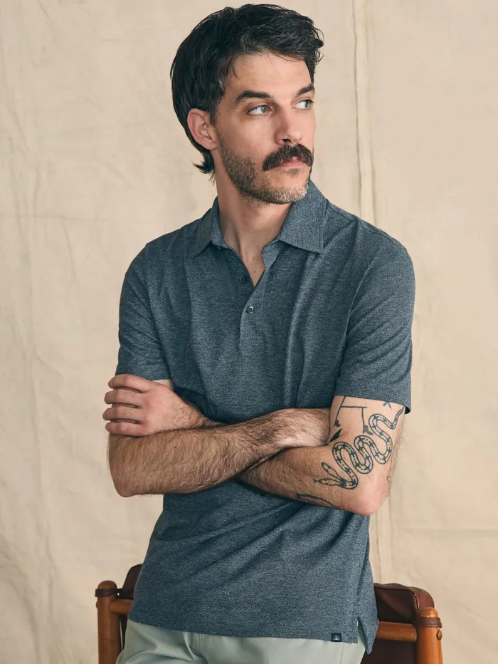 Men Polo Shirts Faherty Movement ShortSleeve Pique Polo Shirt Tall Dusty Iron Heather Men Polo Shirts Faherty Movement ShortSleeve Pique Polo Shirt Tall Dusty Iron Heather