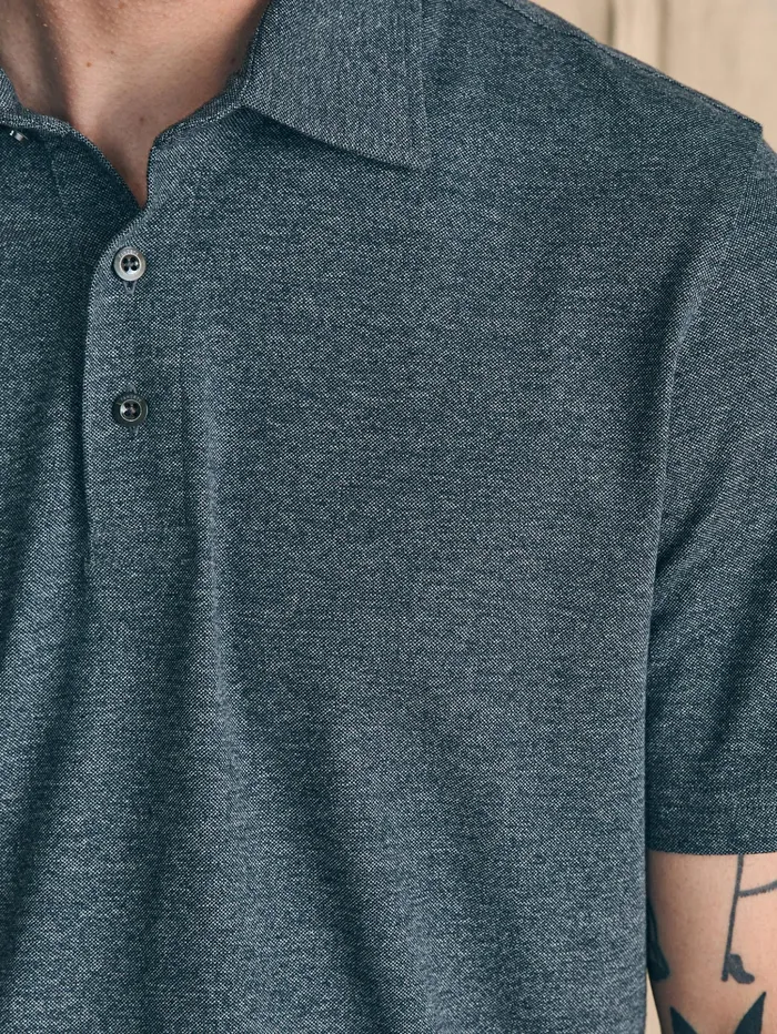 Men Polo Shirts Faherty Movement ShortSleeve Pique Polo Shirt Tall Dusty Iron Heather